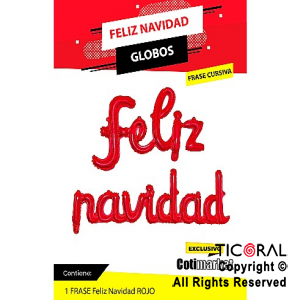 GLOBOS METALIZADOS FRASE FELIZ NAVIDAD ROJO x 1 UNIDADES